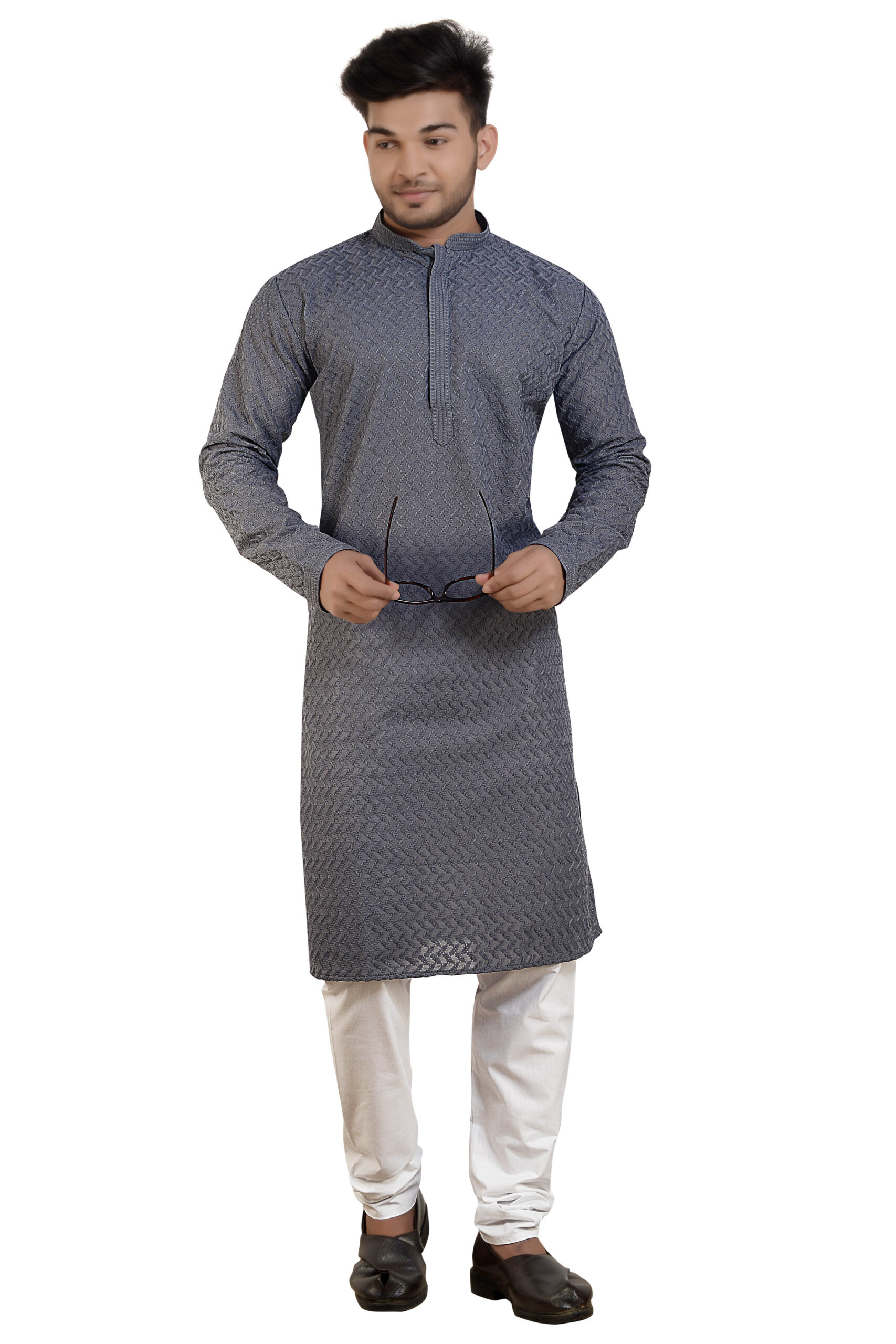 Grey Chikankari Embroidery