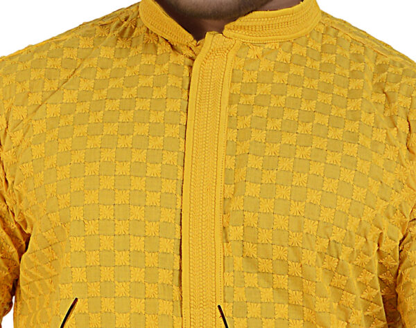 Mustard Yellow Chikankari Embroidery - Image 6