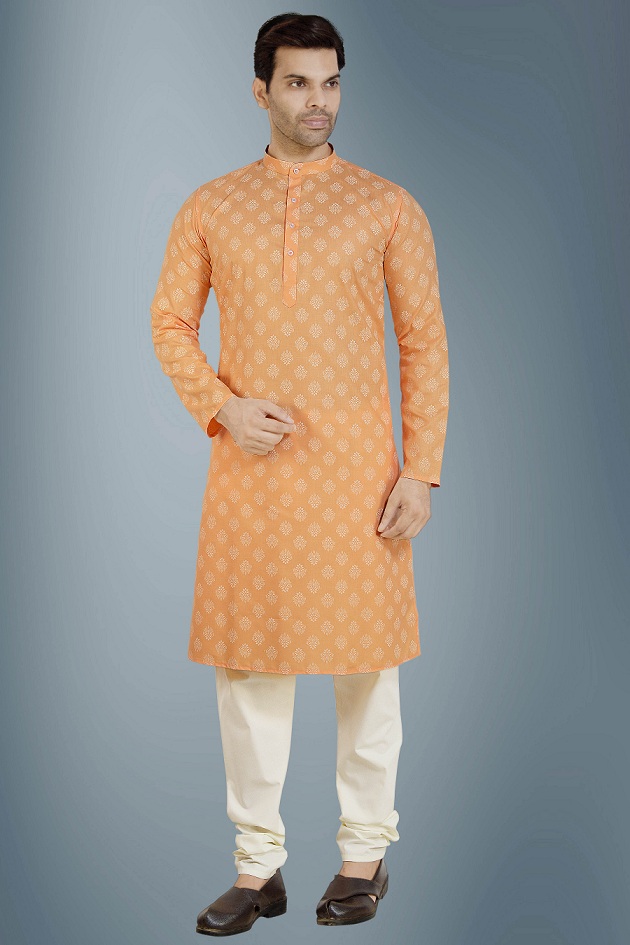 Orange Butta Print Kurta Set