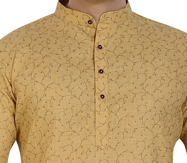 Beige Printed Kurta - Image 3