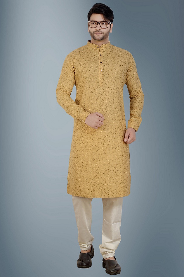 Beige Printed Kurta
