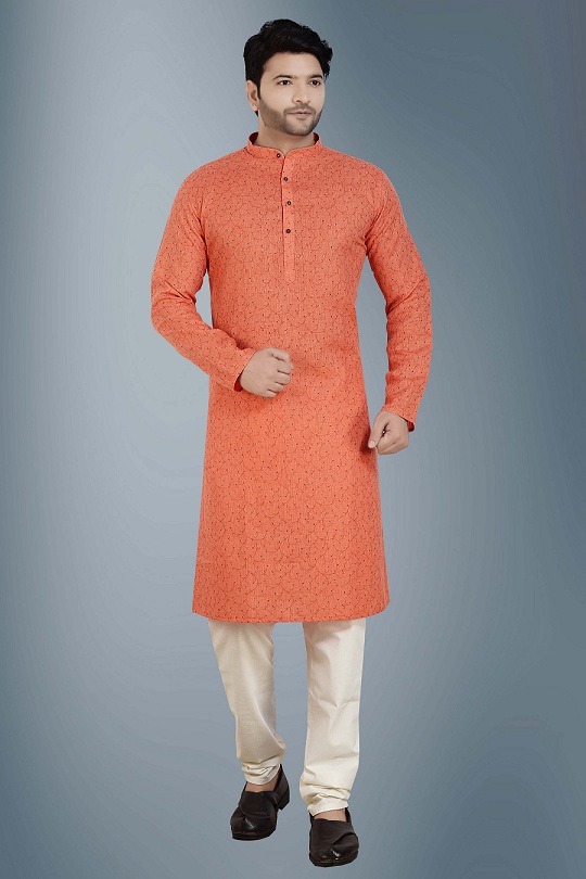 Orange Printed Kurta
