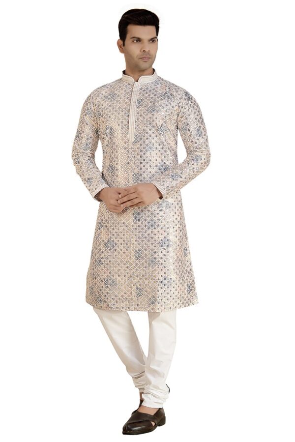 Pink Multicolour Sequins Embroidery Kurta Set