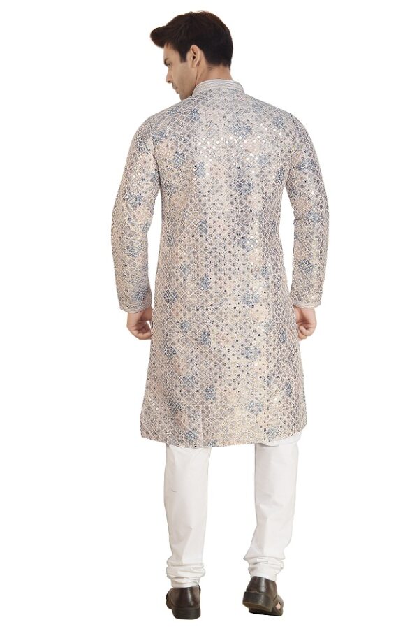 Pink Multicolour Sequins Embroidery Kurta Set - Image 4