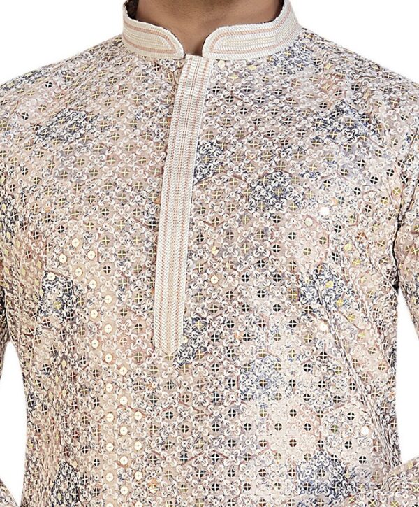 Pink Multicolour Sequins Embroidery Kurta Set - Image 5
