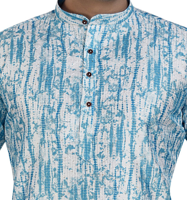 Blue Golden Sequiens Zari Tikki And Threads Work - Image 7