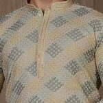 Green Multicolor Golden Sequins Kurta Set - Image 5