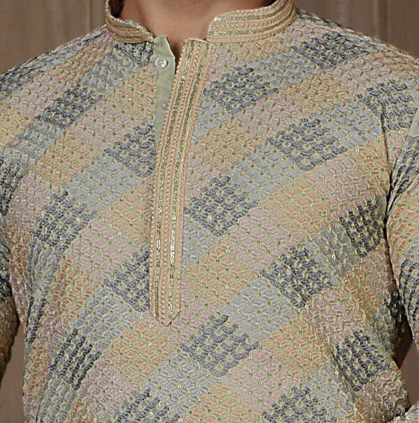 Green Multicolor Golden Sequins Kurta Set - Image 5