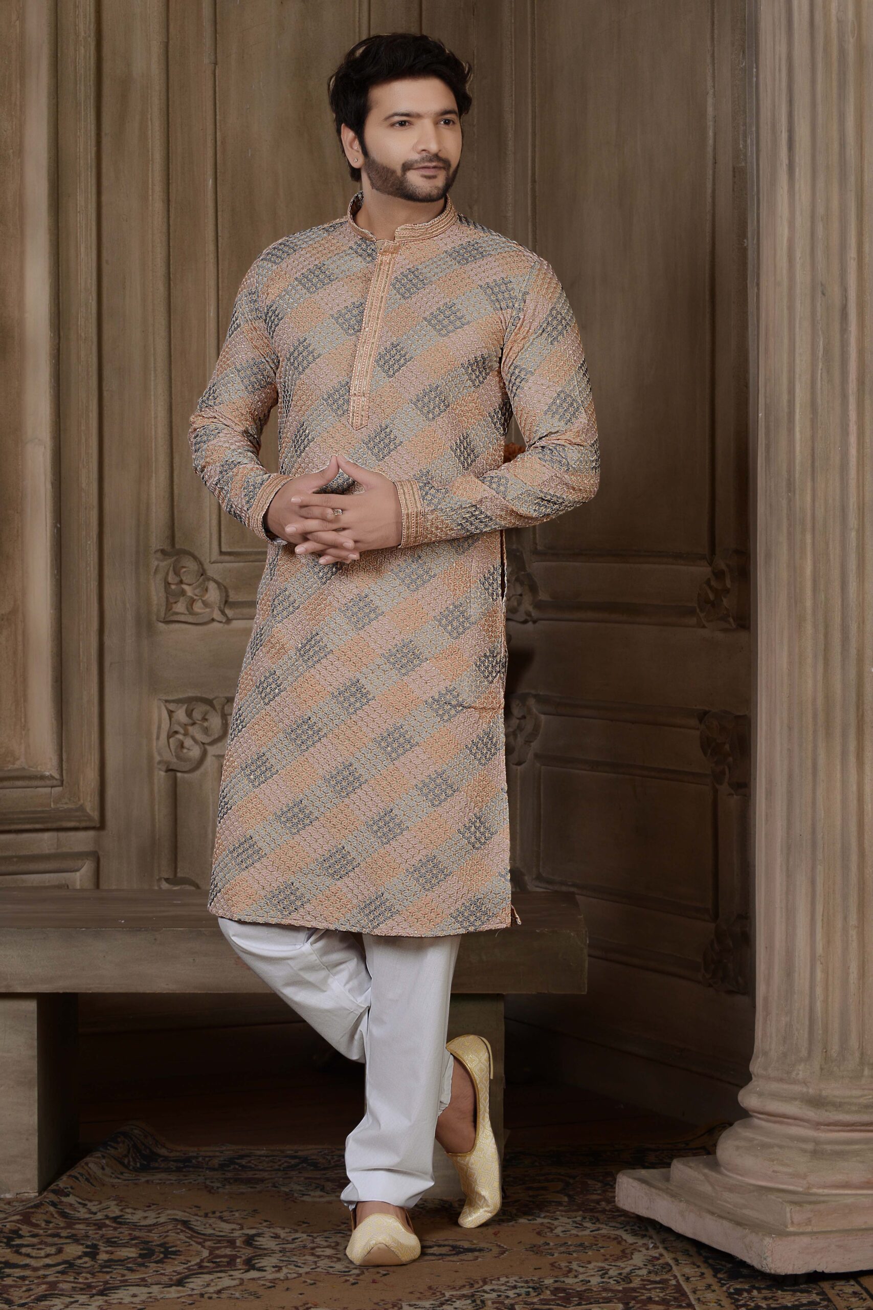 Pink Multicolor Golden Sequins Kurta Set