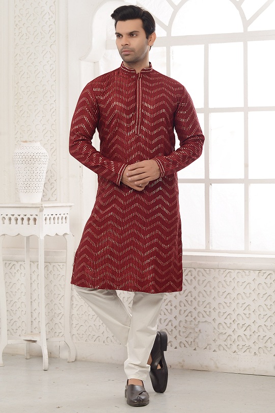 Maroon Kurta Pyjama