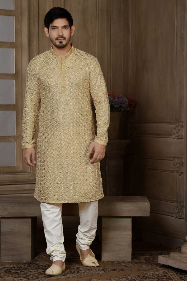 Fawn Mat Sequins Kurta - Image 2