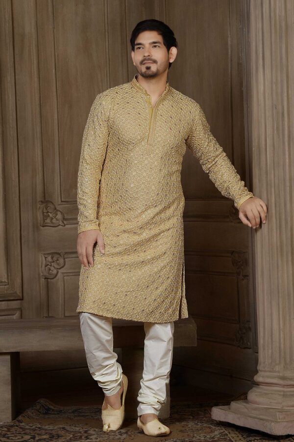 Fawn Mat Sequins Kurta