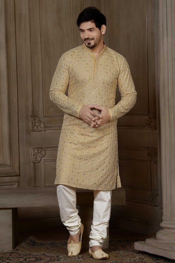 Fawn Mat Sequins Kurta - Image 4