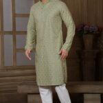Green Mat Sequins Kurta - Image 2