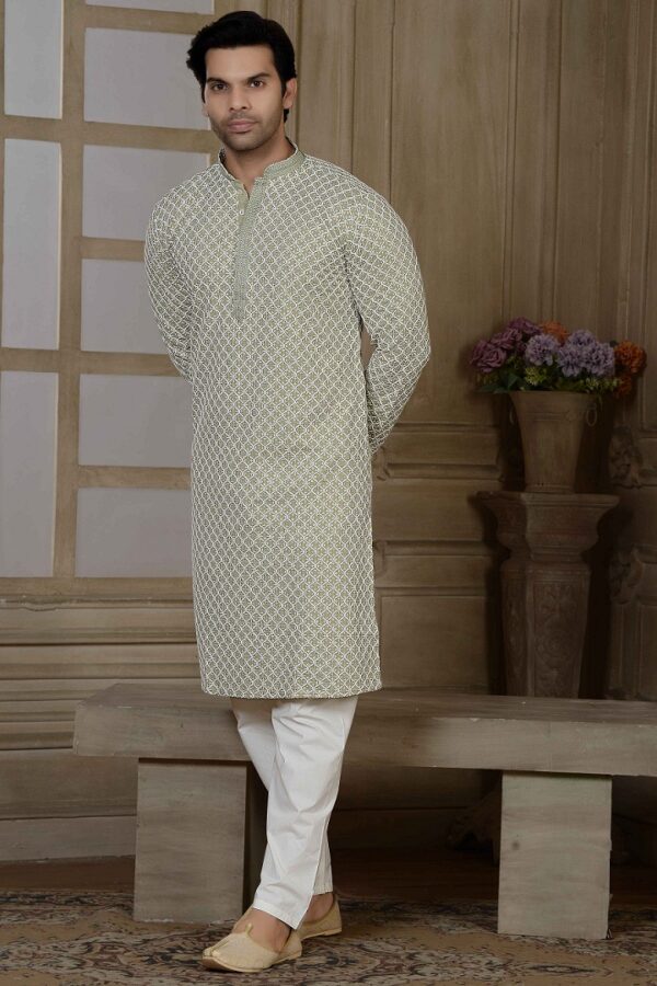 Mint Green Gliter Sequins Kurta - Image 2