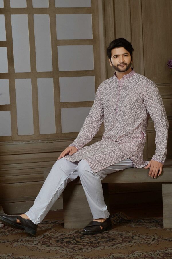 Pink Gliter Sequins Kurta - Image 3