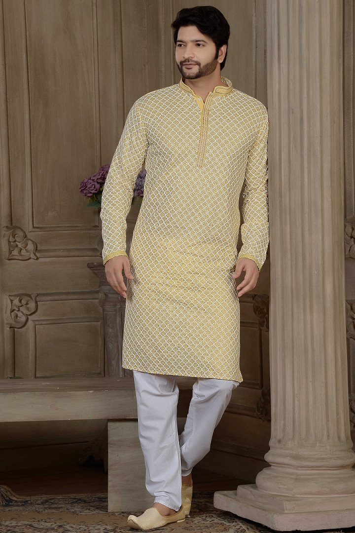 Yellow Gliter Sequins Kurta