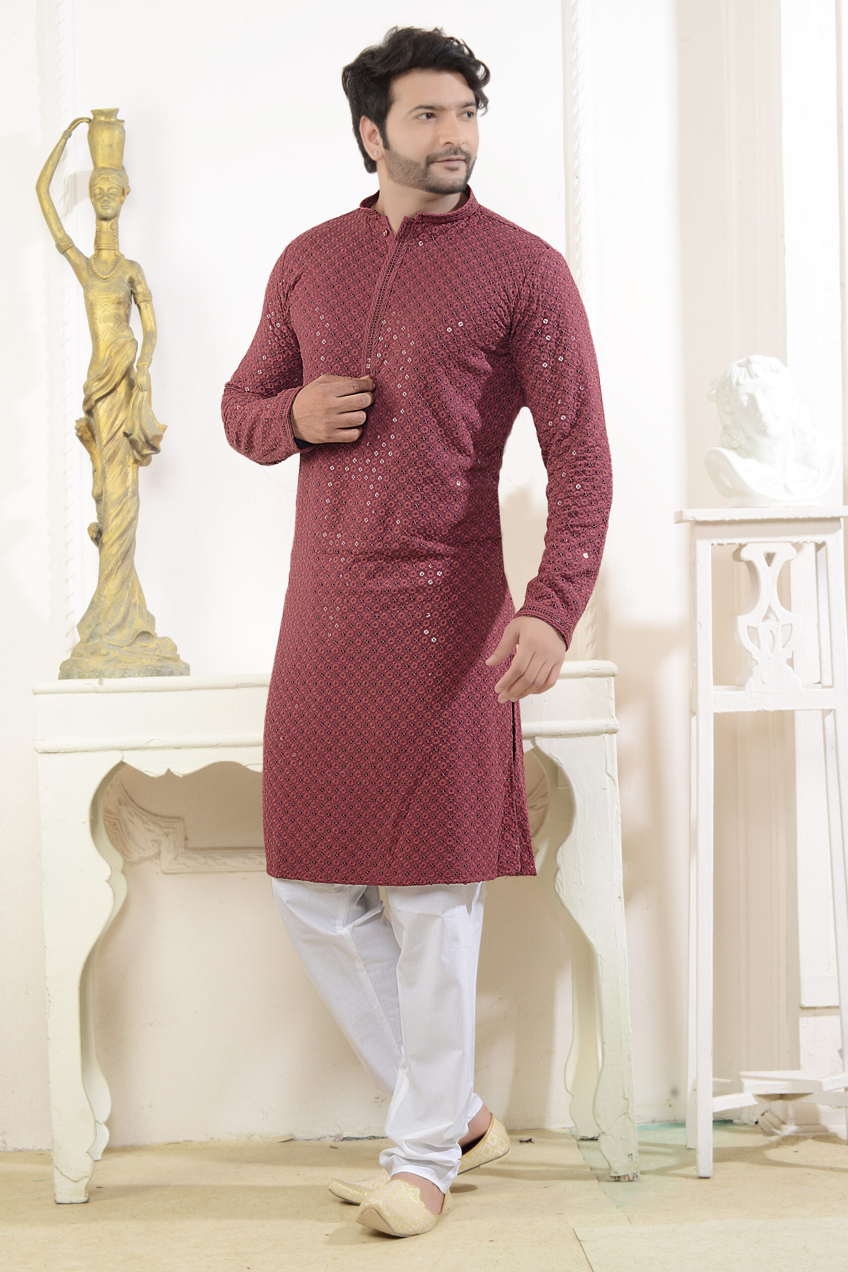 Stylish sequins kurta pyjama set