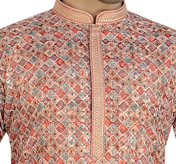 Stylish multicolour digital print sequins embroidery kurta pyjama set - Image 3