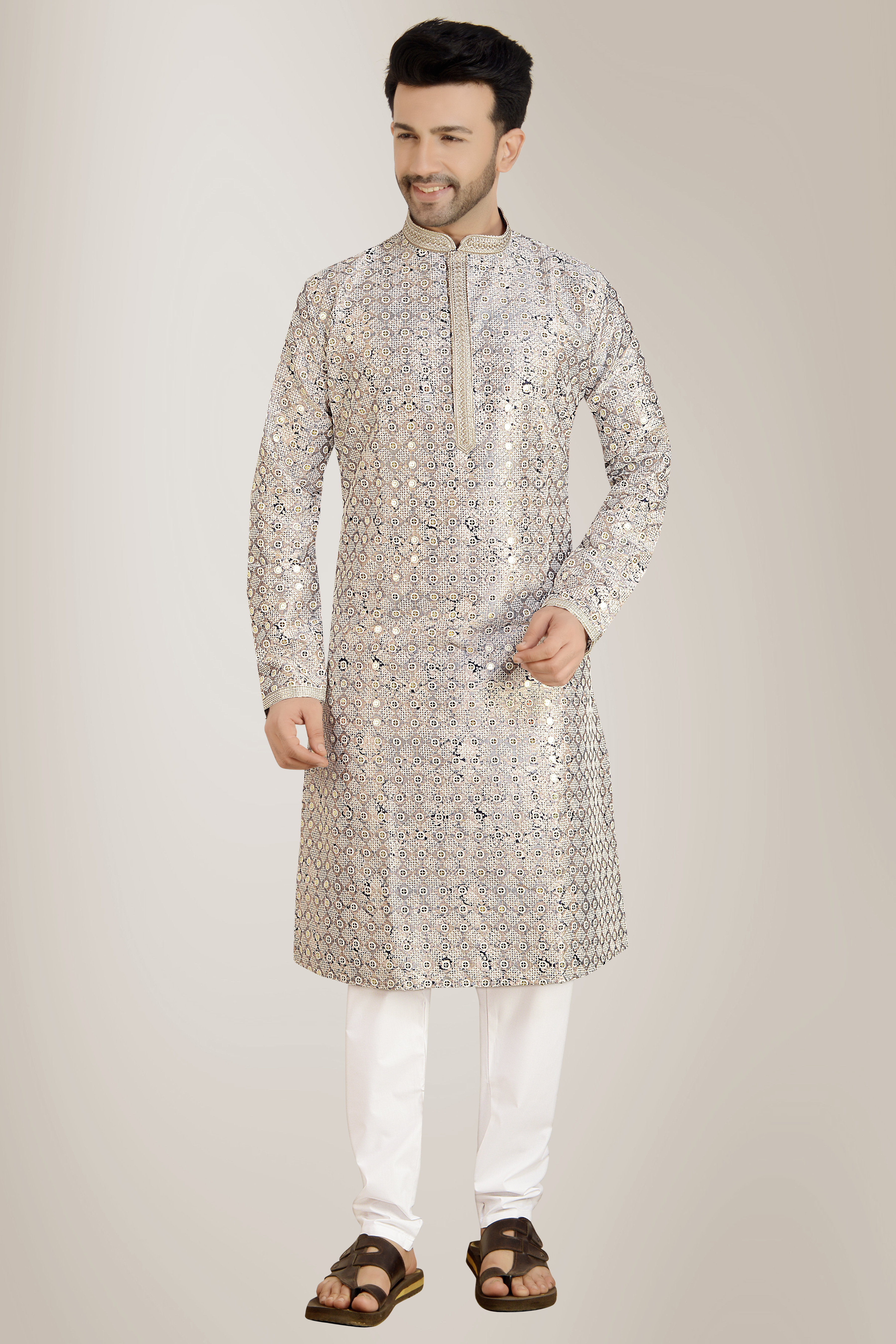 Stylish Mirror digital print kurta pyjama set
