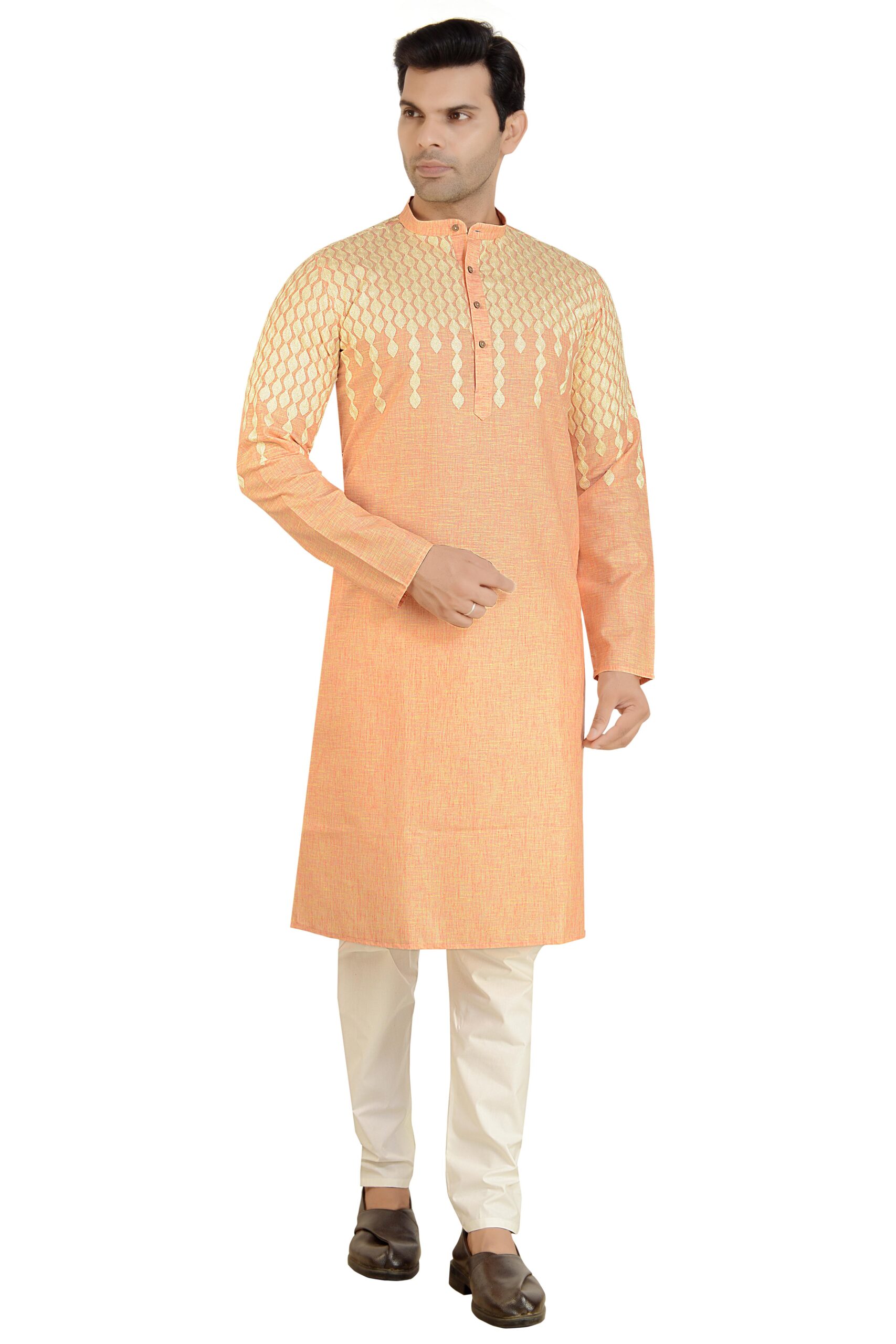 Stylish linen embroidery kurta set