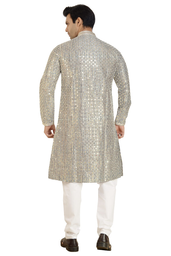 Stylish digital print mirror sequins embroidery kurta set - Image 2